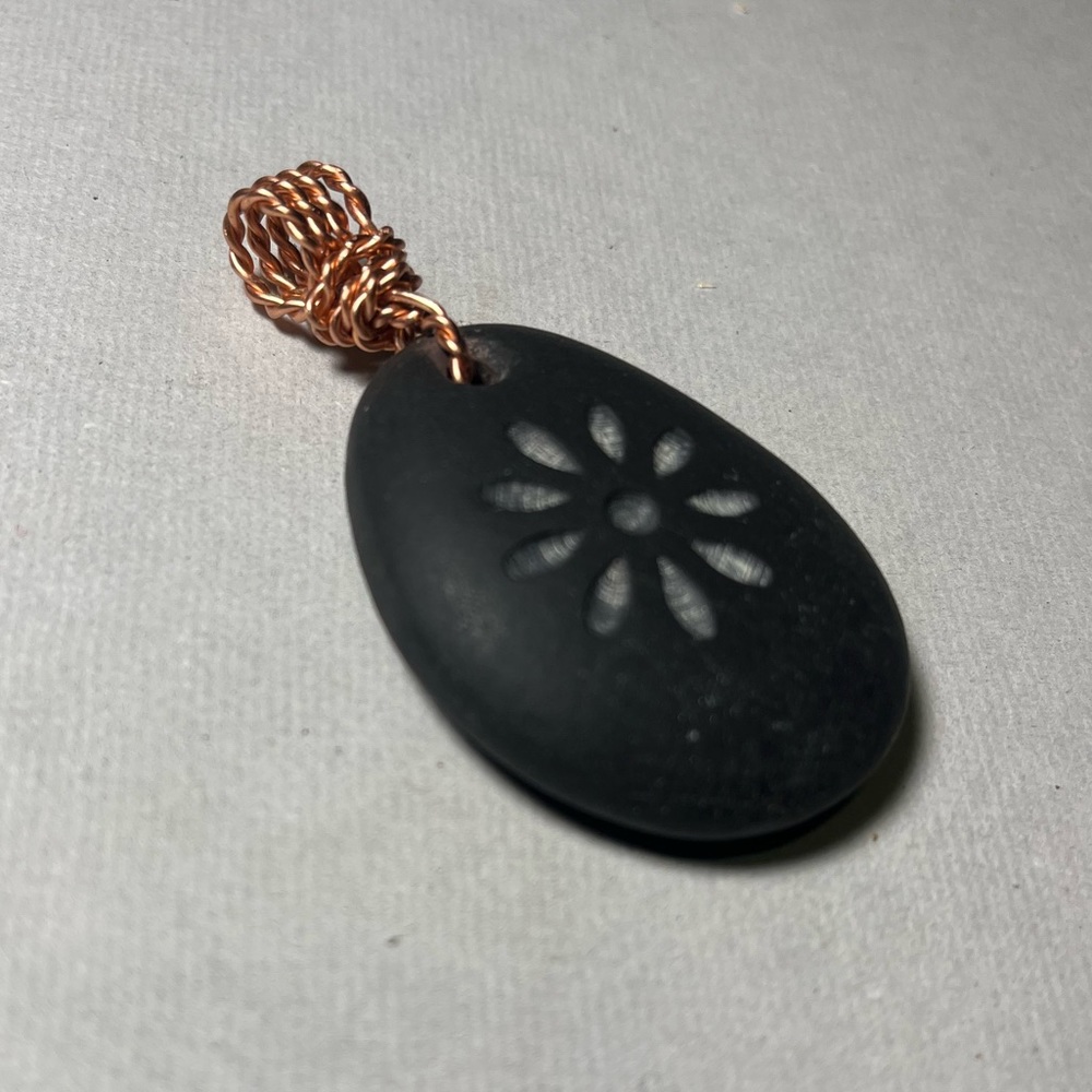 Handmade Engraved Stone Necklace Pendant